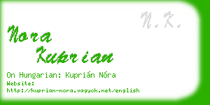nora kuprian business card
