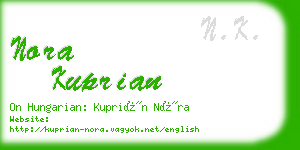 nora kuprian business card